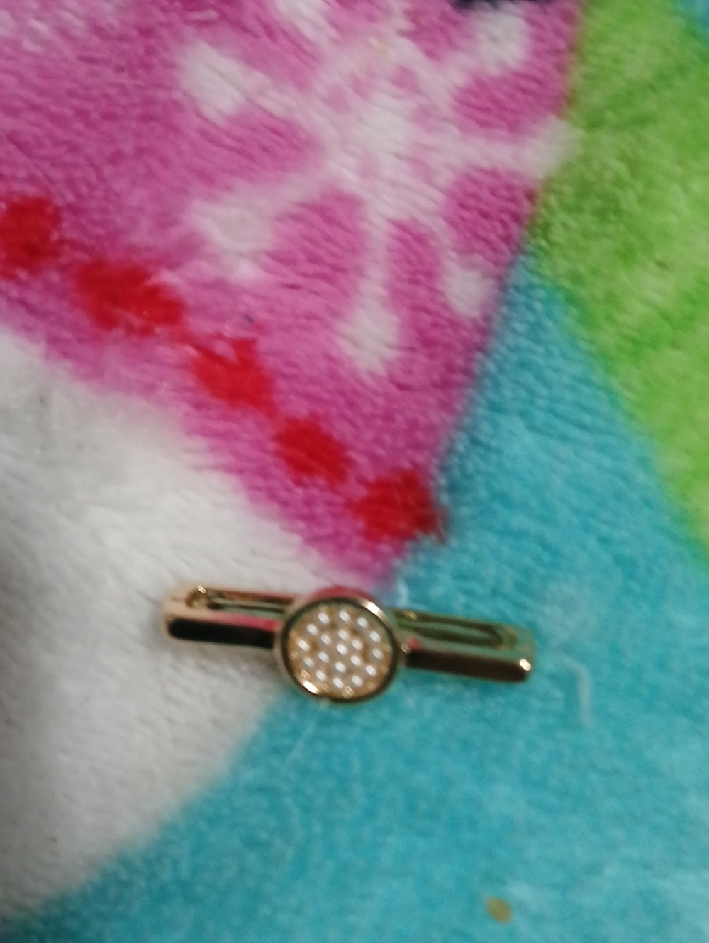 Gold Tone Crystal Accent Tie Bar